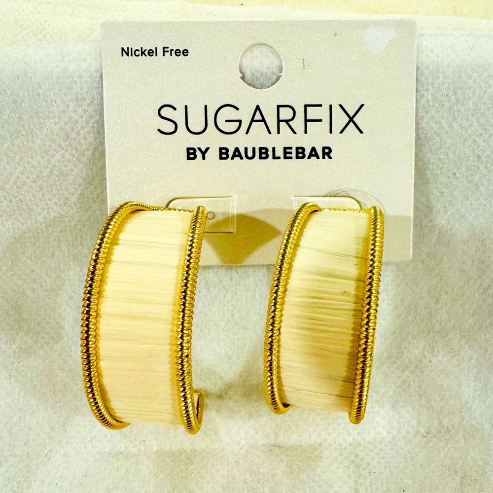 Sugarfix by BaubleBar Ivory & Gold Hoop Earrings (NWT)